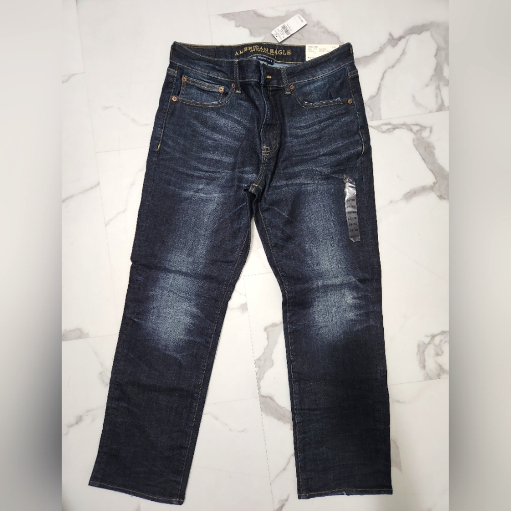 American Eagle Men 34 x 30 Jeans Denim Pants Extreme Flex 4 NWT Dark Ink